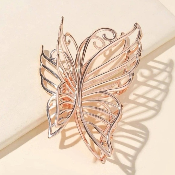 🌟Host Pick🌟 Rose Gold Butterfly Hair Clip - Picture 2 of 5